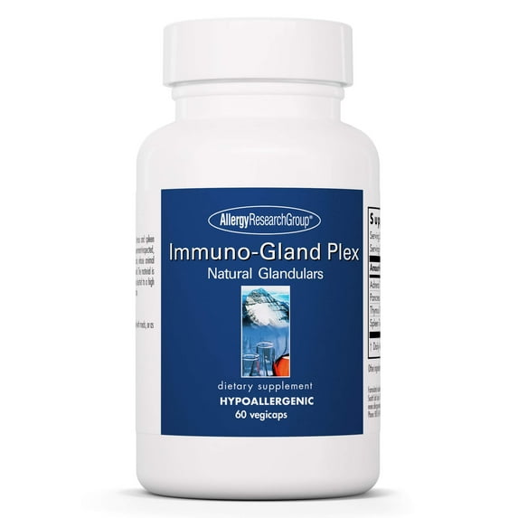 Allergy Research Group Immuno-Gland Plex Supplement - Grassfed Glandular Organ Meat Complex, Multi Organ, Beef Spleen, Pancreas, Vegetarian Capsules - 60 Count