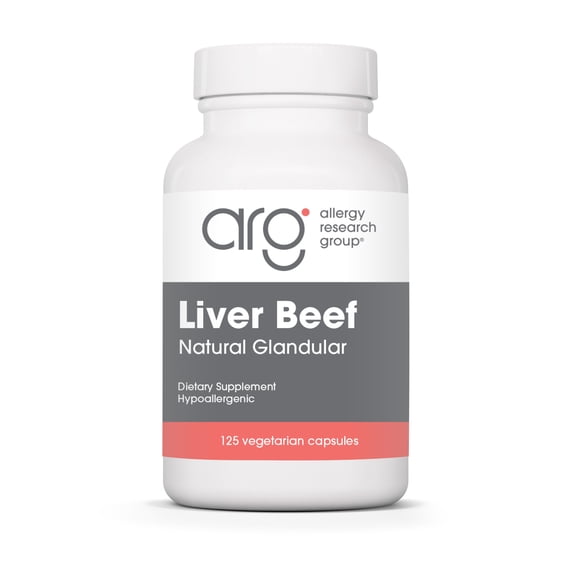 ARG Liver Beef Natural Glandular - 1000 mg Bovine Liver - Supports Liver Function - Hypoallergenic Formula - 62 Servings - 125 Count