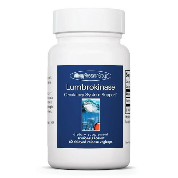 Allergy Research Group Lumbrokinase Supplement - Enzyme for Circulatory System Support, Supports Blood Circulation Already in The Normal Range, Cardiovascular Health - 60 Vegetarian Capsules