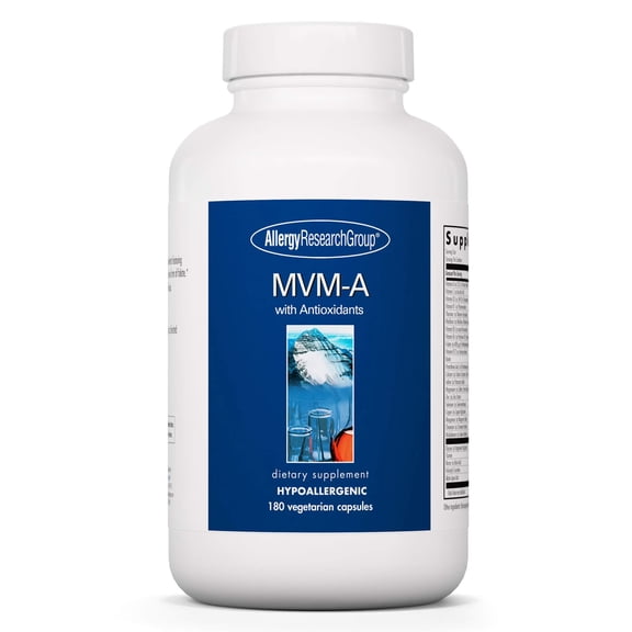 Allergy Research Group MVM-A - Multivitamin Multimineral w/Antioxidants, Multivitamin for Women & Men 50+ w/Vitamin A, C, D, Zinc, Biotin & More - 180 Vegetarian Capsules