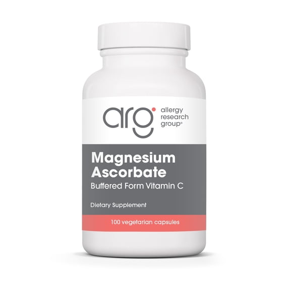 Allergy Research Group Magnesium Ascorbate Supplement - 1000mg Buffered Vitamin C, Immune support, Magnesium Powder, Vegetarian Capsules - 100 Count