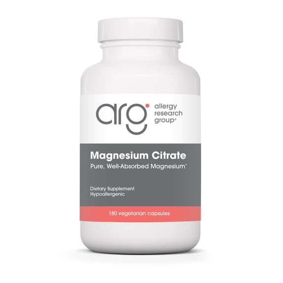 ARG Magnesium Citrate - Supports Energy Levels, Bone Health & Stress Response - Delivers 170 mg Magnesium Citrate - Bioavailable - 180 Servings - 180 Capsules