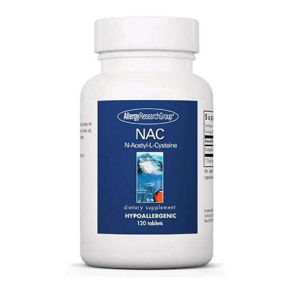 Allergy Research Group NAC Supplement - N-Acetyl-L-Cysteine, Glutathione Precursor, Supports Immune Function, Healthy Mucus Clearance, Free Form Amino Acid, Hypoallergenic - 120 Count