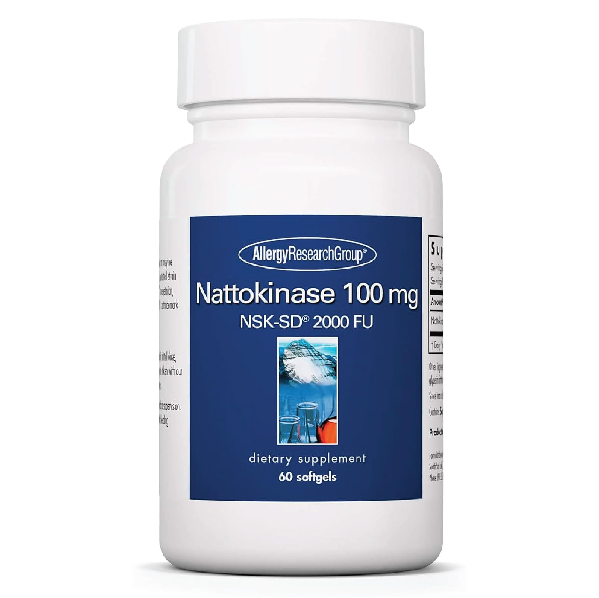 Allergy Research Group Nattokinase 2000 FU / 100mg - Nattokinase Supplement for Women and Men, Natural Enzyme Support for Heart and Blood Health - 60 Softgels