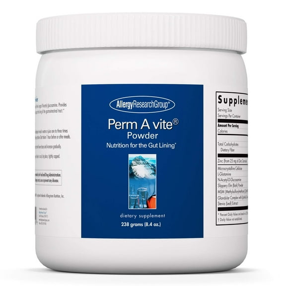 Allergy Research Group Perm A Vite Powder - Gut Health for Men & Women, Gut Assist, Gut Support, Gut Healing, L-Glutamine, Slippery Elm - 8.4 Oz