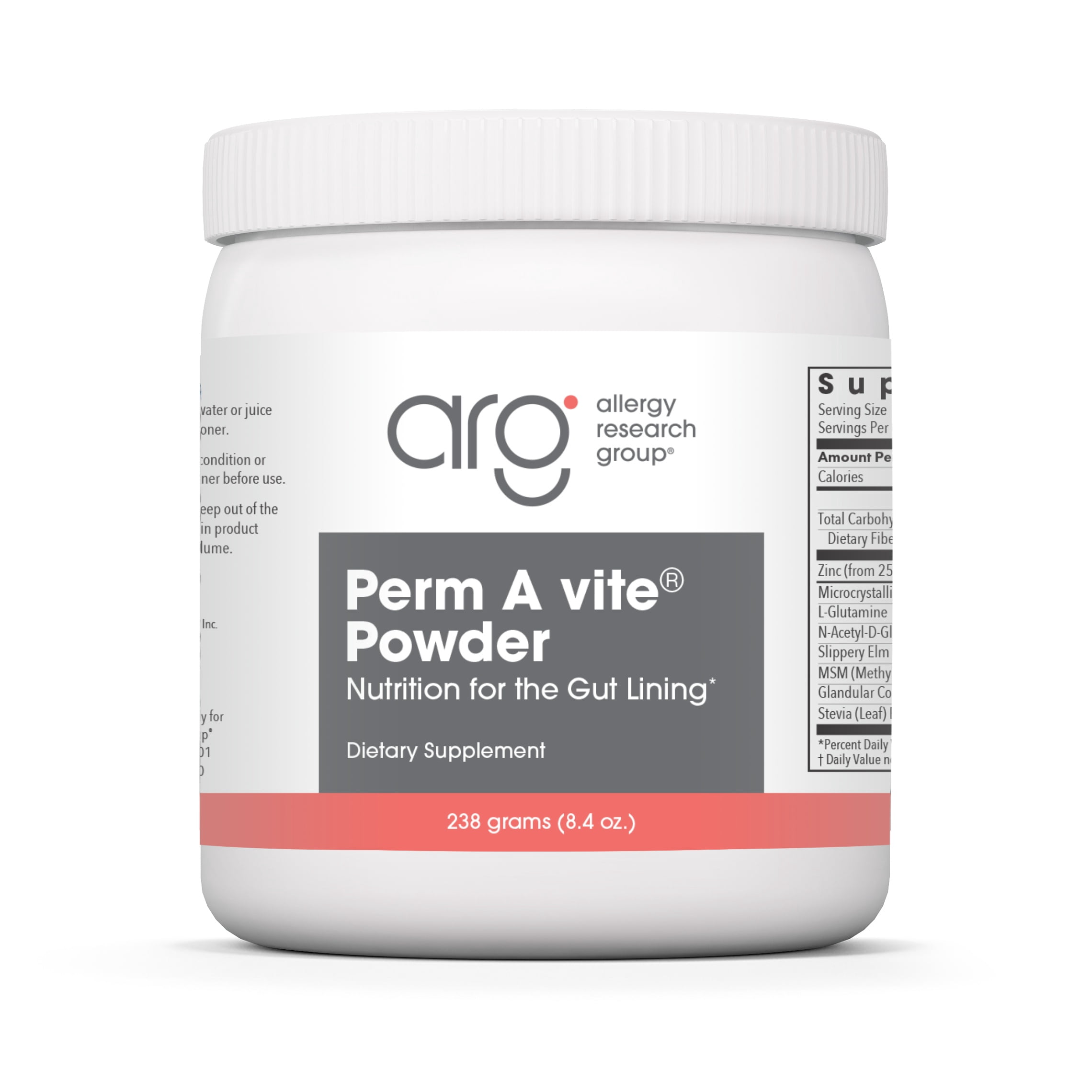 ARG Perma-Vite Powder - L-Glutamine & Slippery Elm Gut Health Powder - Gastrointestinal & Gut Lining Support - Hypoallergenic - 37 Servings - 8.4 oz