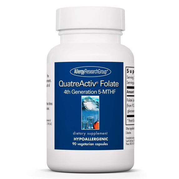 Allergy Research Group QuatreActiv Folate Supplement - Methylfolate, 5-MTHF, Methylation Support, Quatrefolic, Vegetarian Capsules - 90 Count