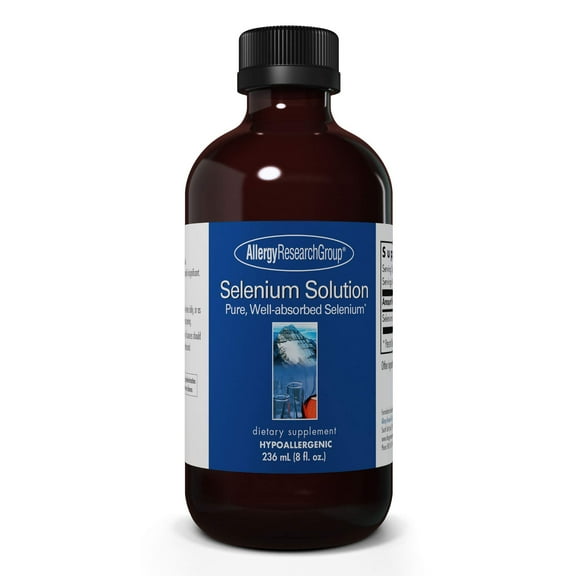 Allergy Research Group Selenium Solution - Well-Absorbed Selenium Liquid, Pure Sodium Selenite, Thyroid Support, Antioxidants, 100 mcg Supplement, Hypoallergenic - 8 Fl Oz