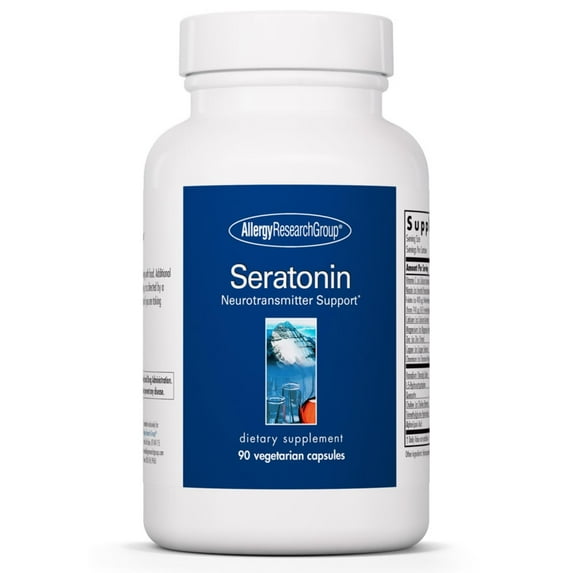 Allergy Research Group Seratonin Supplement - Serotonin Booster, Stress and Sleep Support, Serotonin Supplements for Men & Women, Serotonin Pills - 90 Vegetarian Capsules