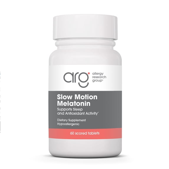 Allergy Research Group Slow Motion Melatonin - Sleep Aid, Low Dose, Lipid Matrix, 1mg Supplement, Pure, Hypoallergenic, Scored Tablets - 60 Count