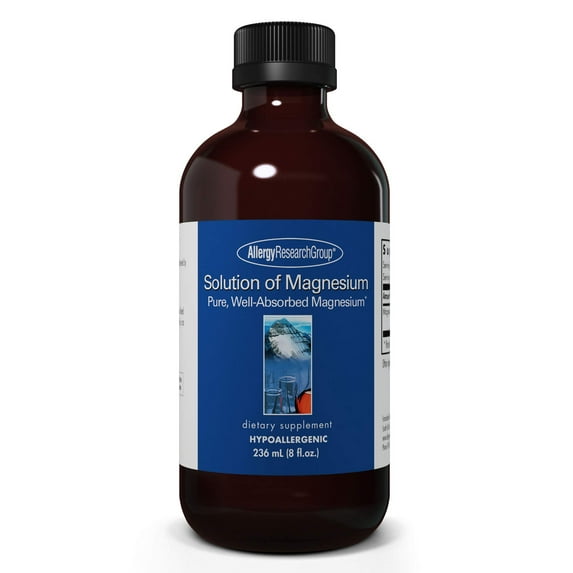 Allergy Research Group Solution of Magnesium - Magnesium Chloride Liquid, GI Tract Support, Pure, Well-Absorbed, 66.5mg Supplement - 8 Fl Oz