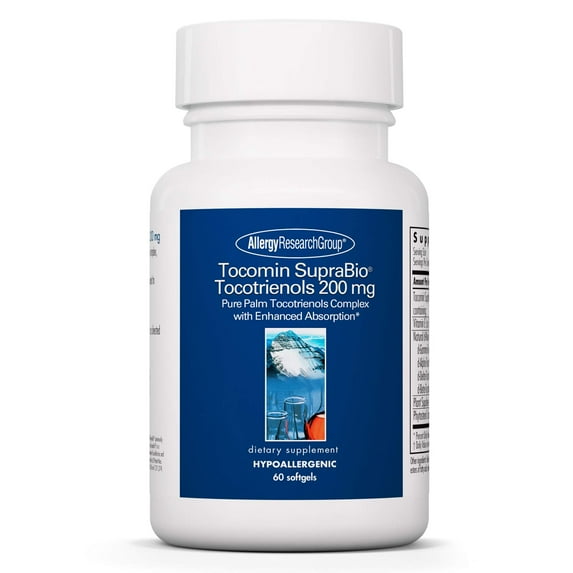 Allergy Research Group Tocomin SupraBio Tocotrienols 200 mg Supplement - Vitamin E, Palm Tocotrienol Complex, Delta Tocotrienols, Softgels - 60 Count