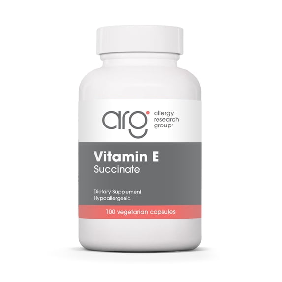 ARG Vitamin E Succinate - 400 IU d-Alpha-Tocopheryl Succinate - Antioxidant & Energy Support - Dry Powder Vegetarian Capsules - Hypoallergenic Formula - 100 Servings - 100 Capsules