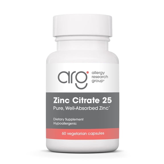 ARG Zinc Citrate - Delivers 25 mg Zinc Citrate - Supports Immune Response, Cognitive Health & Cellular Function - 60 Servings - 60 Capsules