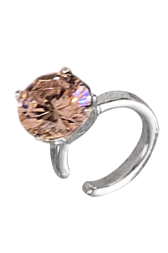 Allergy Resistant Alloy Ear Cuff With Cubic Zirconia Stones Without Piercing Clip On Design For Sensitive Skin