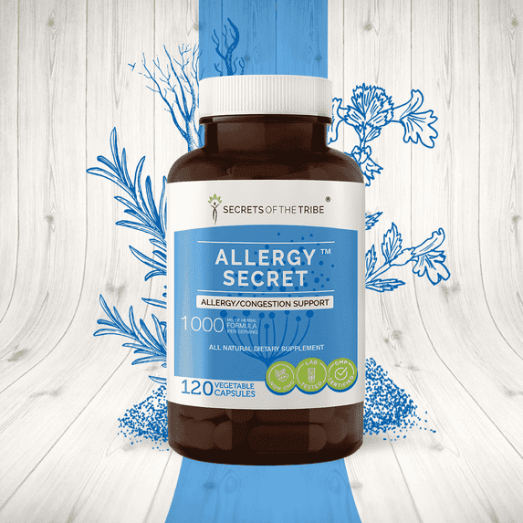 Secrets of the Tribe Allergy Secret Capsules Dietary Supplement, Natural Herb Blend, Made from Rosemary, Mullein leaf, Marshmallow, Stinging Nettle, Eyebright 120 Count