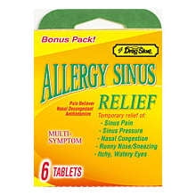 Allergy & Sinus Relief Tablets, Fast-Acting Formula, 6 Count (Pack of 1)
