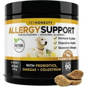 Pet Honesty Allergy Support for Dogs, Peanut Butter Flavor, 90 Count Chews