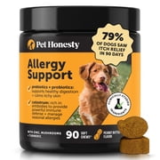 Pet Honesty Allergy Support Peanut Butter Flavored Colostrum & Turmeric Chews, Itchy Skin, Immune & Allergy Relief Supplement for Dogs, 90 count