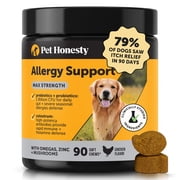 Pet Honesty Allergy Support Max Strength for Dogs Itch Relief and Immune Support, Chicken Flavored Chews, 90 count