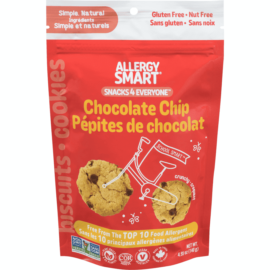 Allergy Smart Chocolate Chip Cookies, 10 Cookies 4.95 oz, Allergy Free, Dairy-Free