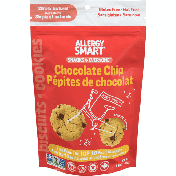 Allergy Smart Chocolate Chip Cookies, 10 Cookies 4.95 oz, Allergy Free, Dairy-Free