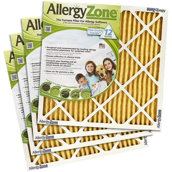 AllergyZone 14x25x1 Allergen Trapping HVAC Furnace 1" Air Filter, 4 Pack