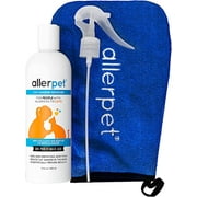 Allerpet Cat Dander Remover with Bonus Solution Application Mitt and Sprayer - 100% Non Toxic Pet Allergen Reducer - Scientifically Proven for Effective Allergy Relief (12oz)
