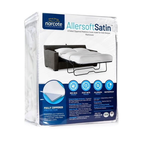 Allersoft| Sofa sleeper mattress Cover with locking zipper. Creates a seal on all Sides of your pull-out sofa from Liquids, Dust, Pet Dander & Pollen