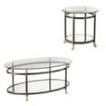 thumbnail image 1 of Allesandro 2 Piece Oval Glass Coffee Table and Round Glass End Table Set in Gold, 1 of 9