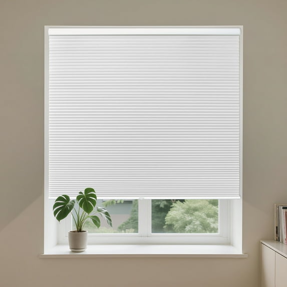 Allesin Cellular Shades Cordless Blackout Honeycomb Blinds for Indoor Windows, Thermal Insulated Window Shades Noise Reduction, Easy to Install, Perfect for Bedroom/Living Room, White 31" W x 64" H