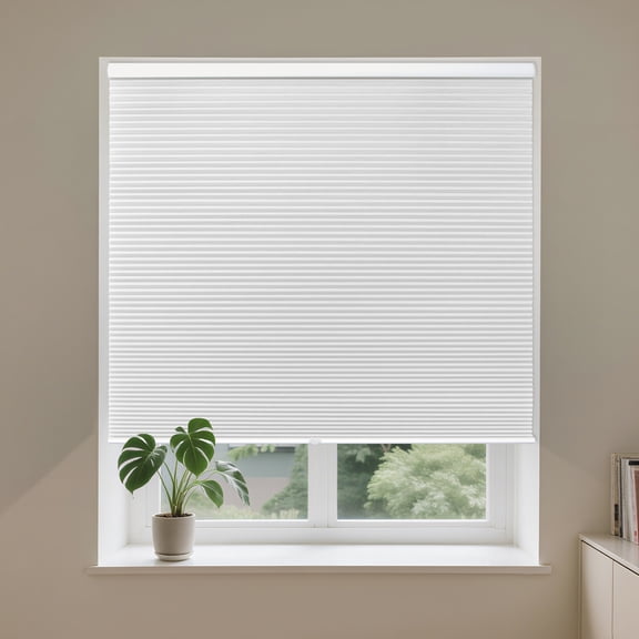 Allesin Cellular Shades Cordless Blackout Honeycomb Blinds for Indoor Windows, Thermal Insulated Window Shades Noise Reduction, Easy to Install, Perfect for Bedroom/Living Room, White 24" W x 64" H