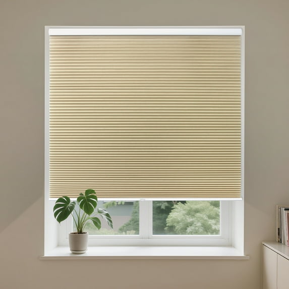 Allesin Cellular Shades Cordless Blackout Honeycomb Blinds for Indoor Windows, Thermal Insulated Window Shades Noise Reduction, Easy to Install, Perfect for Bedroom/Living Room, Beige 36" W x 64" H