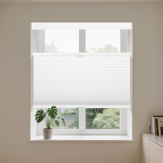 Allesin Top Down Bottom Up Cellular Shades,Blackout Blinds Noise Reduction,Cordless Cellular Shades Room Darkening Honeycomb Blinds,Blackout (White,27"x64")