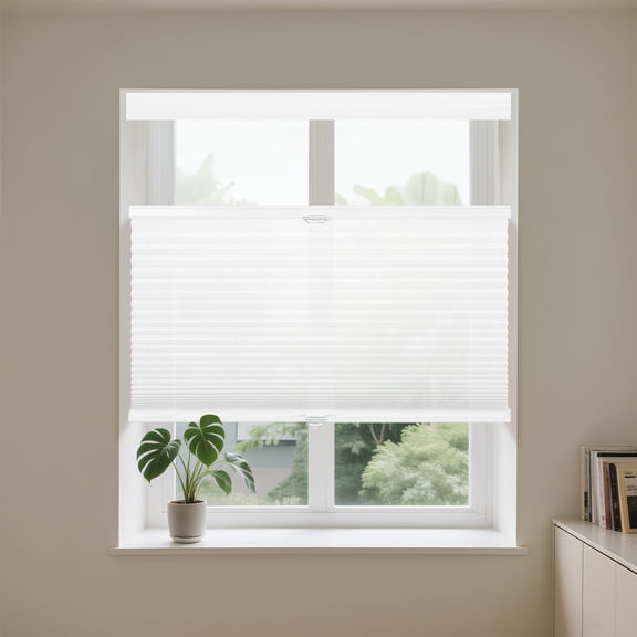Allesin Top Down Bottom Up Cellular Shades,Blackout Blinds Noise Reduction, Cordless Cellular Shades Room Darkening Honeycomb Blinds, Light Filtering (White,33"x64")