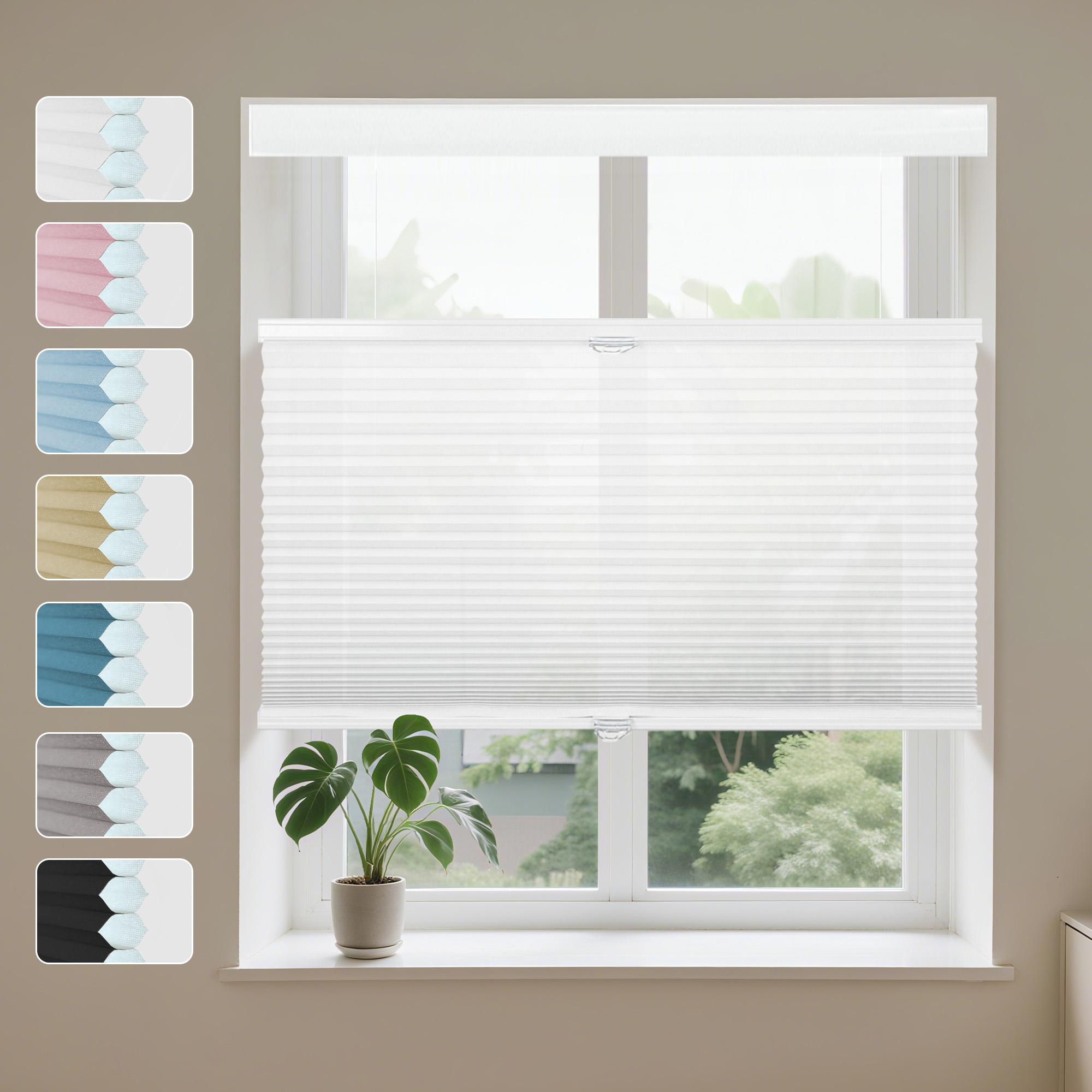 Cordless Cellular Honeycomb Shades - Light Filtering & Room Darkening, Custom Size (115x180cm / 45.3x70.9in)