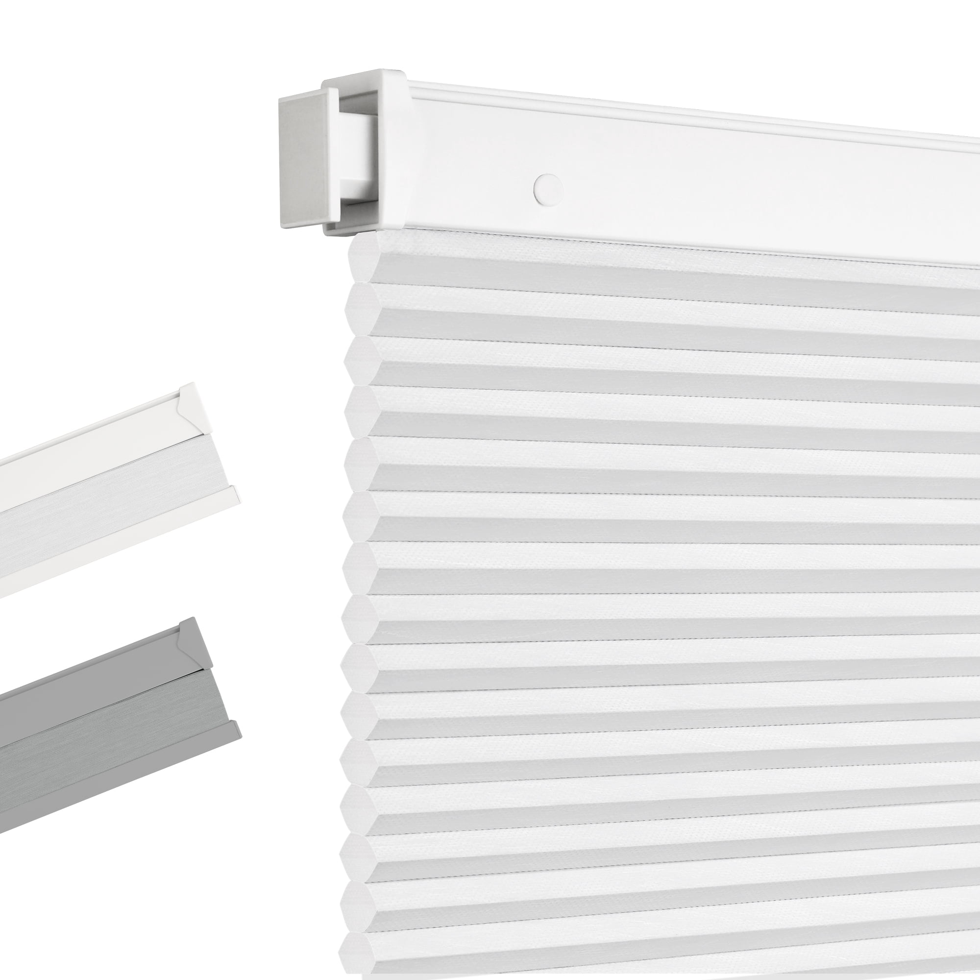 Allesin Zen No Drill Blinds for Windows Blackout Cordless Cellular Shades Honeycomb Blinds Pull Down, Free Stop Easy Install for Home and Office, Light Filtering, White, 33.5" W x 64" H