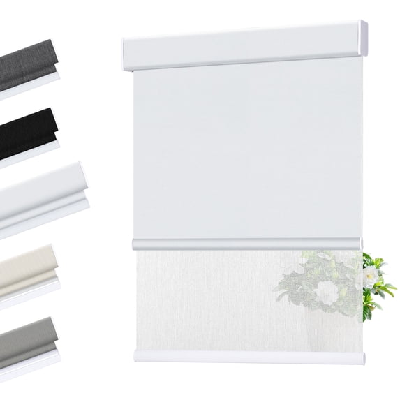 Allesin zen Cordless Dual Roller Shades with Square Cassette, Charcoal Gray and White, 24" W X 72" H