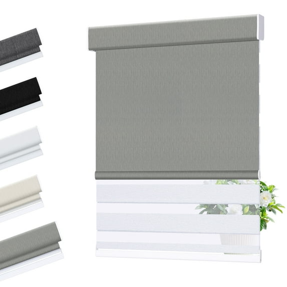 Allesin zen Cordless Dual Roller Shades with Square Cassette, Gray and White, 36" W X 72" H