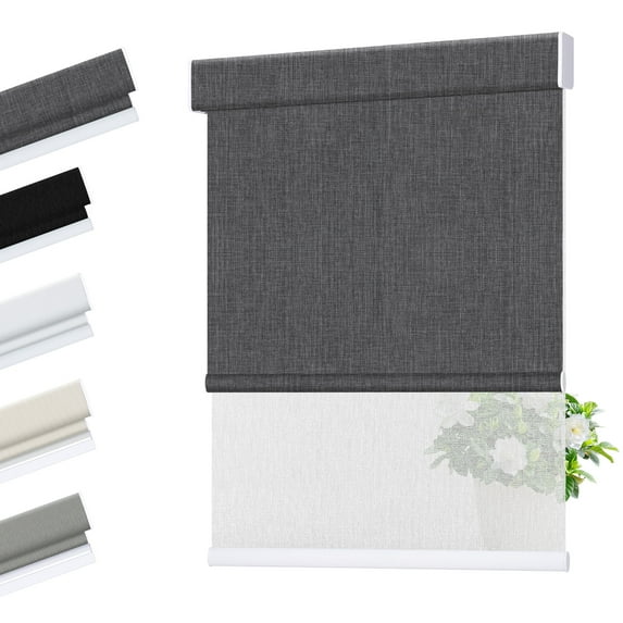 Allesin zen Cordless Dual Roller Shades with Square Cassette, White and White, 35" W X 72" H