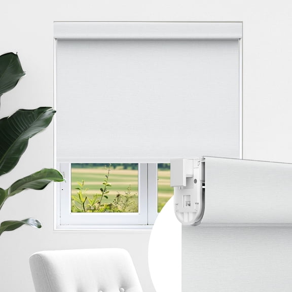 Allesin zen No Drill No Tools Blackout Roller Shades for Windows, 100% Blackout Linen Fabric,( White,23x48)