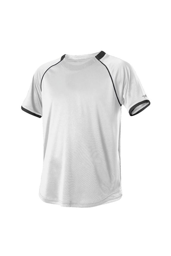 508C1Y Youth Baseball Jersey Crew Neck-White/Black-XS