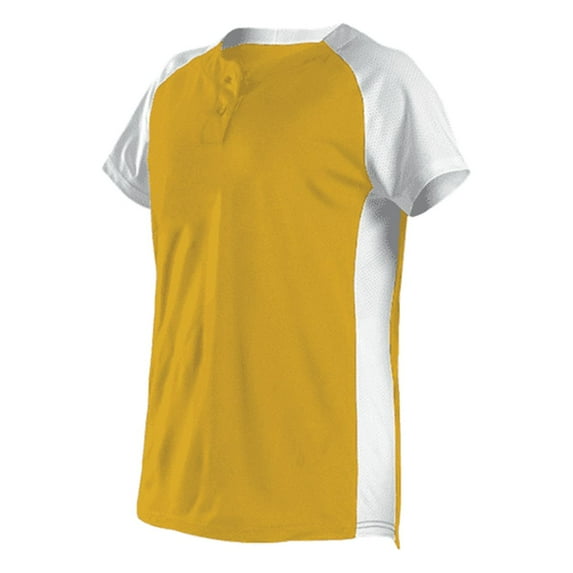 Alleson Athletic 522PDW Women's Two Button Fastpitch Jersey - Light Gold White