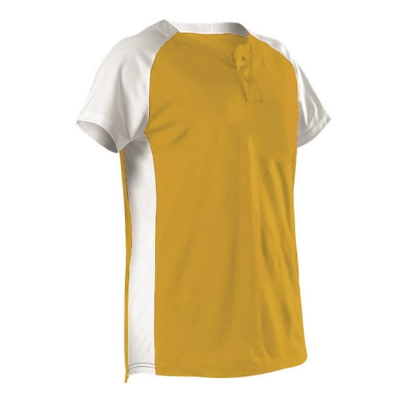 Alleson Athletic 522PDW Women's Two Button Fastpitch Jersey - Light Gold White