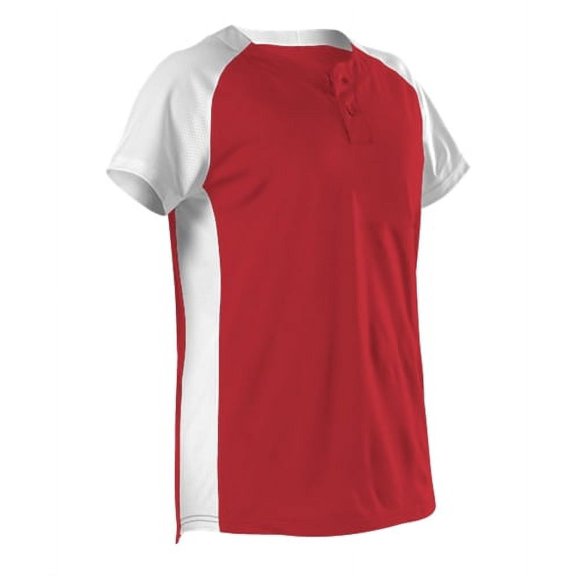 Alleson Athletic 522PDW Women's Two Button Fastpitch Jersey - Scarlet White