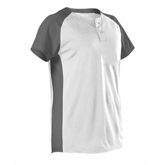 Alleson Athletic 522PDWG Girl's Two Button Fastpitch Jersey - White Charcoal