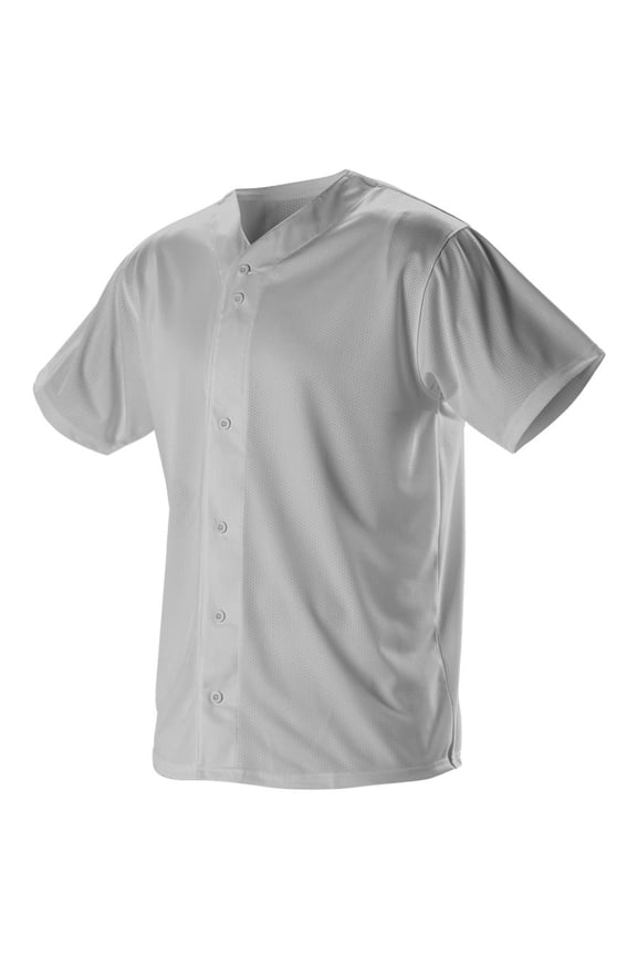 52MBFJ Adult Full Button Lightweight Baseball Jersey - Gray