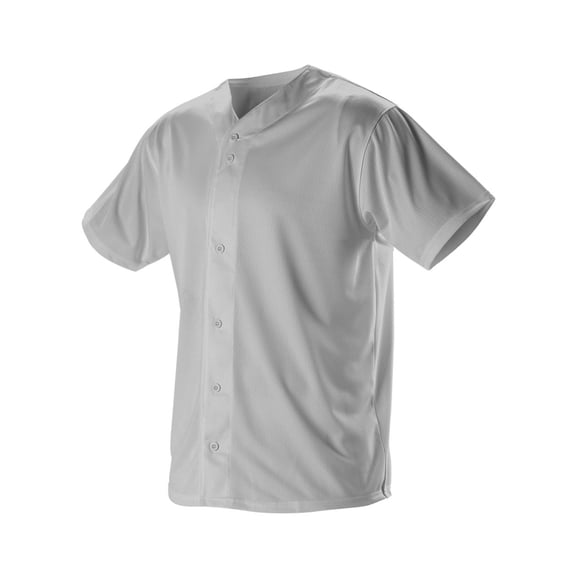 Alleson Athletic 52MBFJ Adult Full Button Lightweight Baseball Jersey-Grey-XL