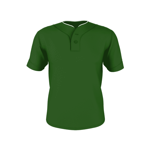Adult Two Button Mesh Baseball Jersey With Piping - Kelly/White M