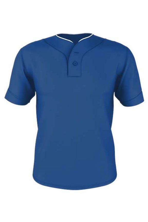 52MTHJ Adult Two Button Mesh Baseball Jersey with Piping - Royal White